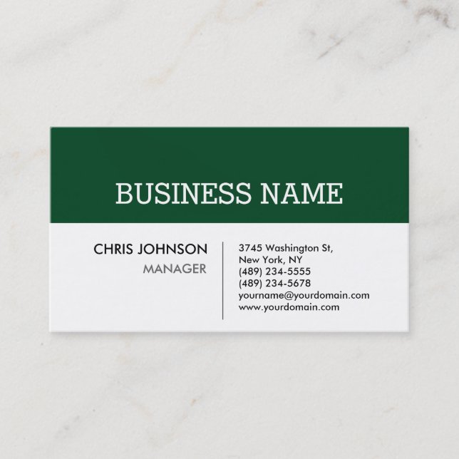 Up Forest Green Stripe White Charm Business Card (Front)