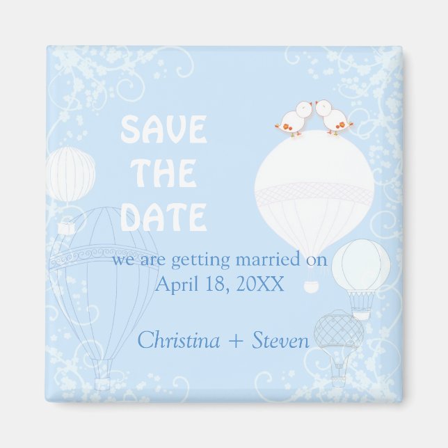 Up in the Air Baby Blue Wedding Save the Date Magnet (Front)