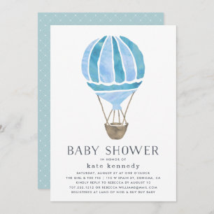 Up in the Air Baby Shower Invitation Blue