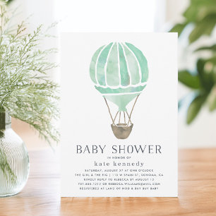 Up in the Air Baby Shower Invitation Mint