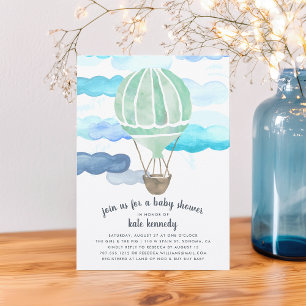 Up in the Air Baby Shower Invitation Mint