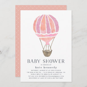 Up in the Air Baby Shower Invitation   Pink
