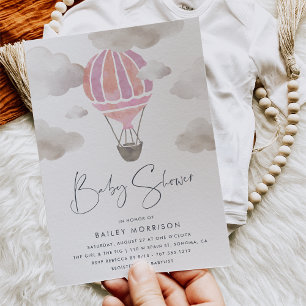 Up in the Air   Hot Air Balloon Baby Shower Invitation
