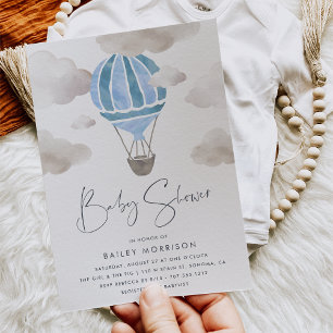 Up in the Air   Hot Air Balloon Baby Shower Invitation