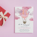 Up in the Air Kids Birthday Party Invitation<br><div class="desc">Up,  up,  and away! Our sweet kids birthday invitations feature a pink watercolor hot air balloon flying through fluffy pink clouds. Personalise with your birthday party details beneath. Cards reverse to solid pale pink.</div>