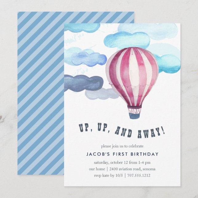 Up in the Air Kids Birthday Party Invitation (Front/Back)