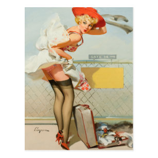Up in the Air Pin Up Art Postcard