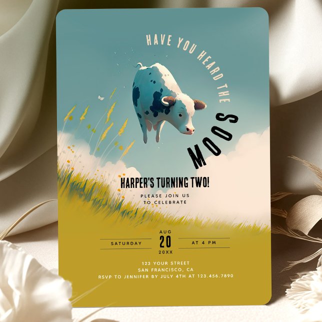 "Up in the Clouds" Cow-Themed Party Invitation (Creator Uploaded)