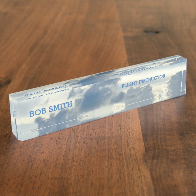 "UP IN THE CLOUDS" CUSTOMIZABLE ACRYLIC DESK NAMEP NAMEPLATE (Side)