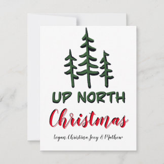 Up North Christmas, rustic evergreens     Card