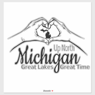 "Up North Michigan" Heart Hands Sticker Sheet