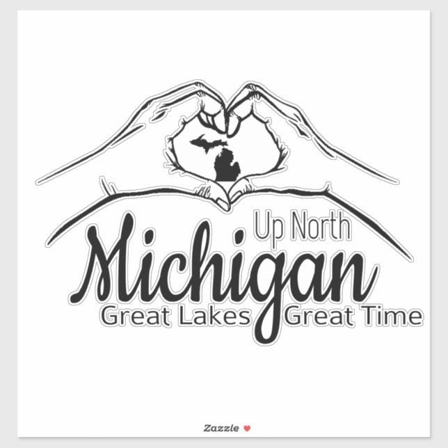 "Up North Michigan" Heart Hands Sticker Sheet (Sheet)