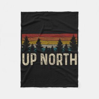 Up North Vintage Hiking Nature Camping Alaska Pnw  Fleece Blanket
