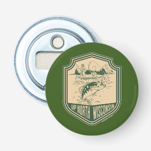 Up North Wisconsin Fishing Badge Bottle Opener