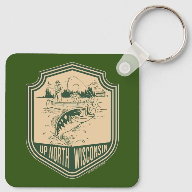 Up North Wisconsin Fishing Badge Key Ring (Back)