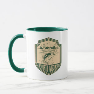 Up North Wisconsin Fishing Badge Mug