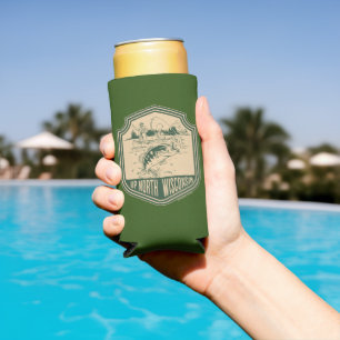 Up North Wisconsin Fishing Badge Seltzer Can Cooler