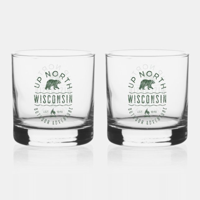 Up North Wisconsin Whiskey Glass (Front)