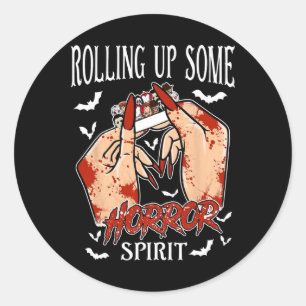 Up Some Horror Spirit Funny Halloween Outfit Costu Classic Round Sticker