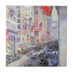 Up the Avenue from 34th Street, May 1917 by Hassam Ceramic Tile