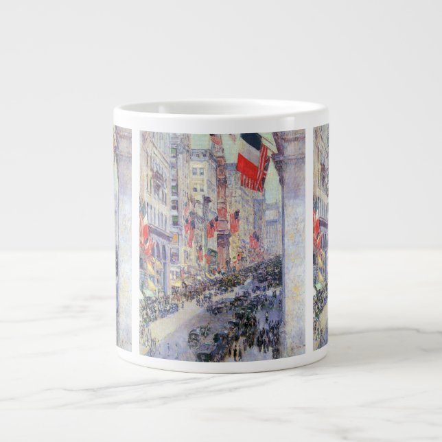 Up the Avenue from 34th Street, May 1917 by Hassam Large Coffee Mug (Front)