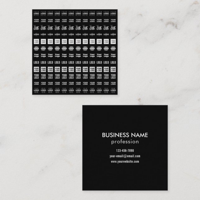 Up to 12 Different Logos or Uploaded Images Square Business Card (Front/Back)