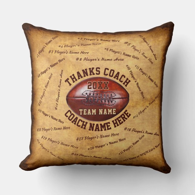 Up to 46 Player's Names Great Football Coach Gifts Cushion (Front)