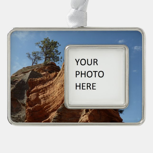 Up to Angels Landing in Zion National Park Silver Plated Framed Ornament (Front)