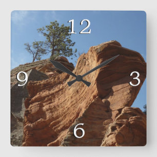 Up to Angels Landing in Zion National Park Square Wall Clock
