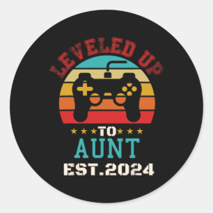 Up To Aunt Est.2024 Funny Family Video Game Funny Classic Round Sticker