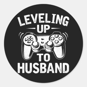 Up To Husband Mens Groom Bachelor Party Gamer Mens Classic Round Sticker