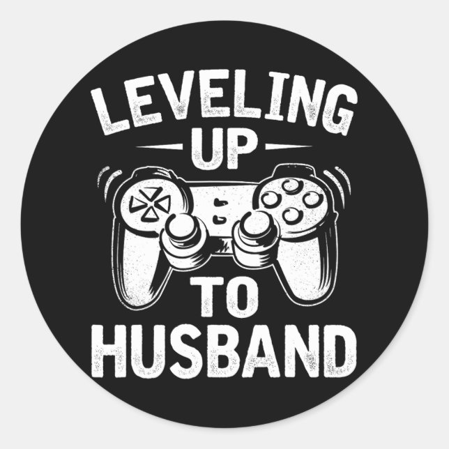 Up To Husband Mens Groom Bachelor Party Gamer Mens Classic Round Sticker (Front)