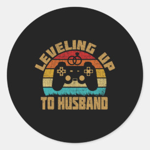 Up To Husband Newlywed Groom Video Game Lovers 1 Classic Round Sticker