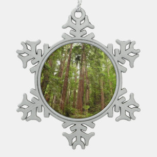 Up to Redwoods I at Muir Woods National Monument Snowflake Pewter Christmas Ornament
