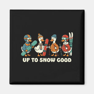 Up To Snow Good Funny Goose Skiing Snowboarding Pu Magnet