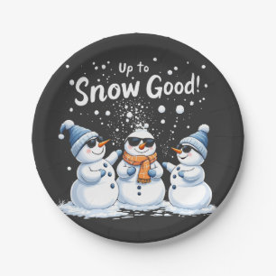 Up to Snow Good Funny Snowman Christmas  Paper Plate