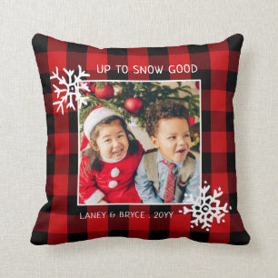 Up to Snow Good   Red   Photo Holiday Cushion
