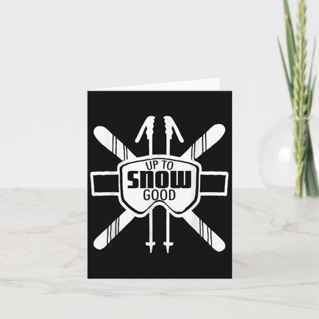 Up To Snow Good Ski Goggles Cool Ski Christmas Gif Card (Front)