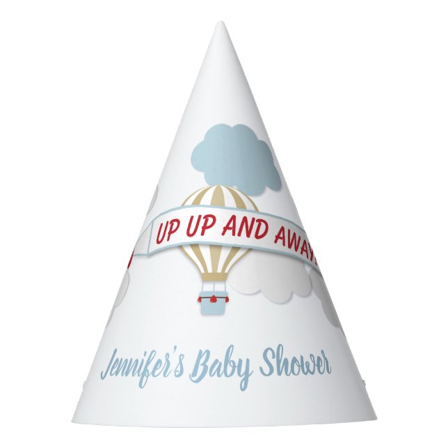 Up Up And Away! Aeroplane Baby Shower Party Hat (Front)