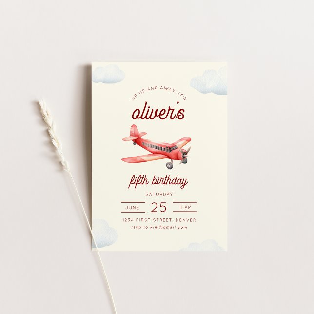 Up Up and Away Aeroplane Flight Birthday Invite (Creator Uploaded)