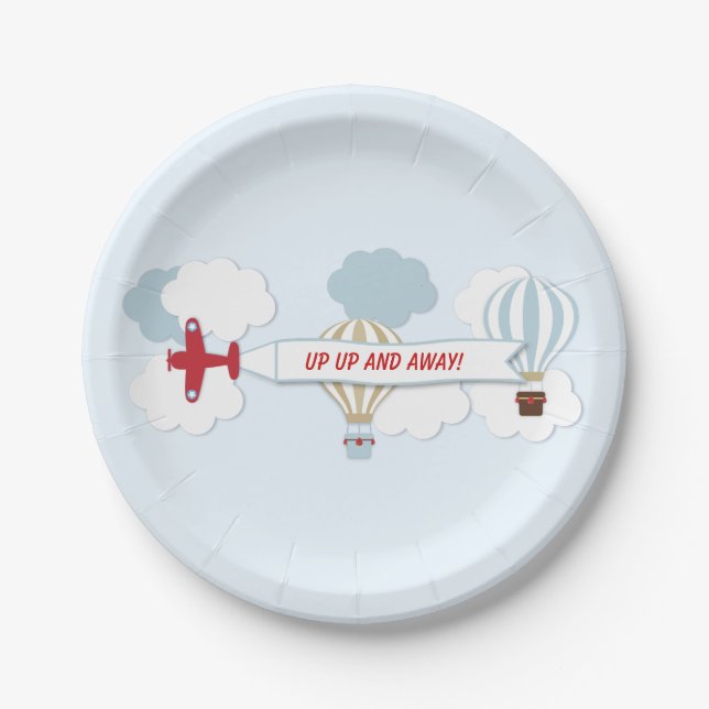 Up Up And Away/ Aeroplane Paper Plate (Front)