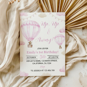 Up up and Away Air Balloon Birthday Invitation