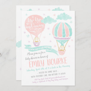 Up Up and Away Baby Shower Hot Air Balloon Invitation