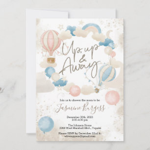 Up, Up and Away Baby Shower - Hot Air Balloons Invitation