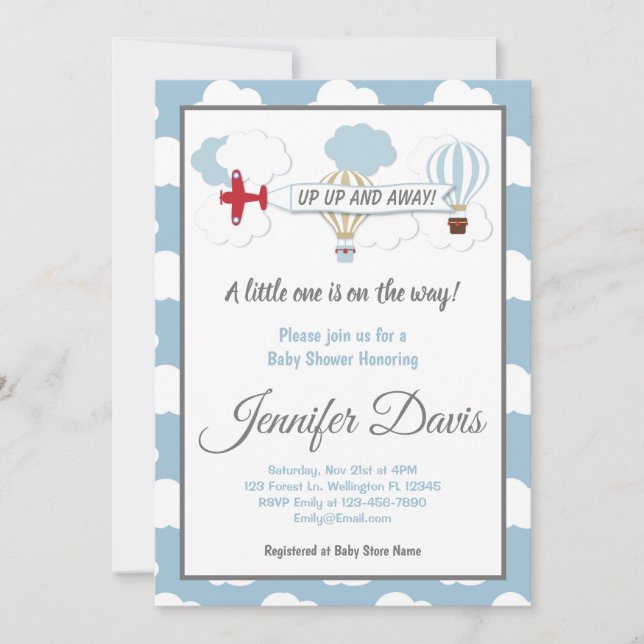 Up Up And Away! Baby Shower Invitation (Front)