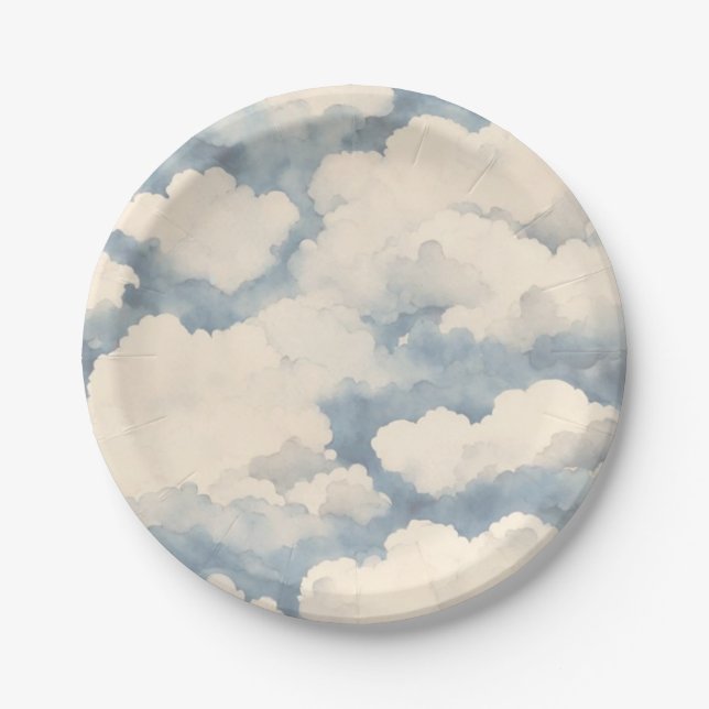 Up, Up and Away Balloon Birthday Paper Plate (Front)