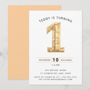  Up,Up,and Away! Balloon-Themed 1nd Birthday Party Invitation