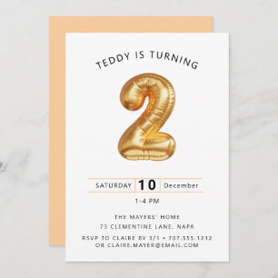  Up, Up, and Away! Balloon-Themed 2nd Birthday Par Invitation