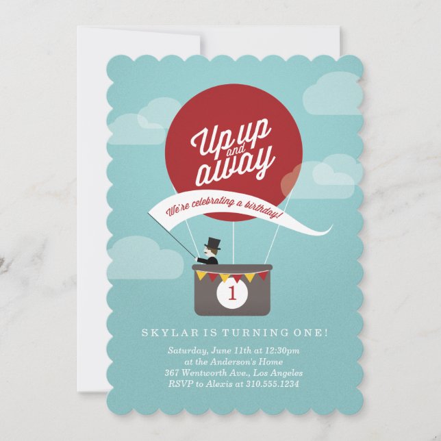 Up Up and Away Birthday Invitation (Front)