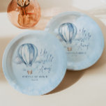 Up Up and Away! Blue Hot Air Balloon Baby Shower Paper Plate<br><div class="desc">This is an Up Up and Away! Blue Hot Air Balloon Baby Shower Paper Plates!</div>